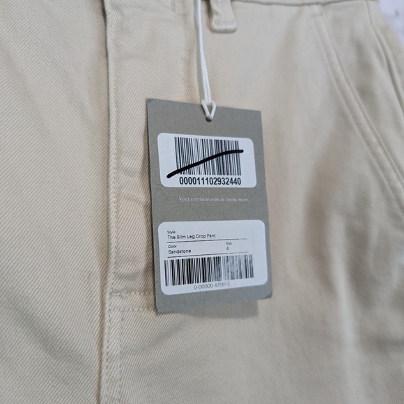 Everlane Pants 4 The Slim Leg Crop Sandstone Beige High Rise Stretch Anke - Picture 12 of 13